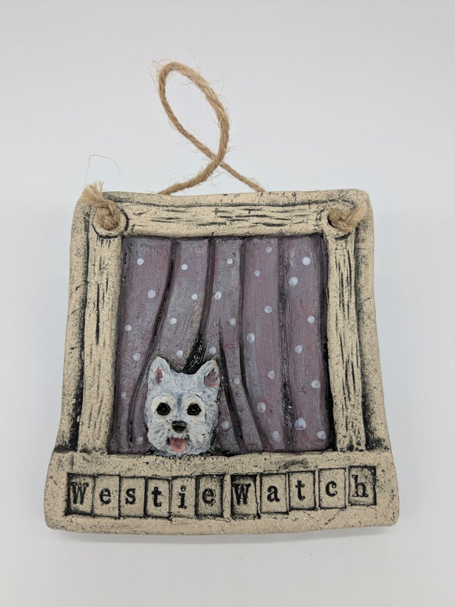 Westie Watch Ceramic Wall Piece 