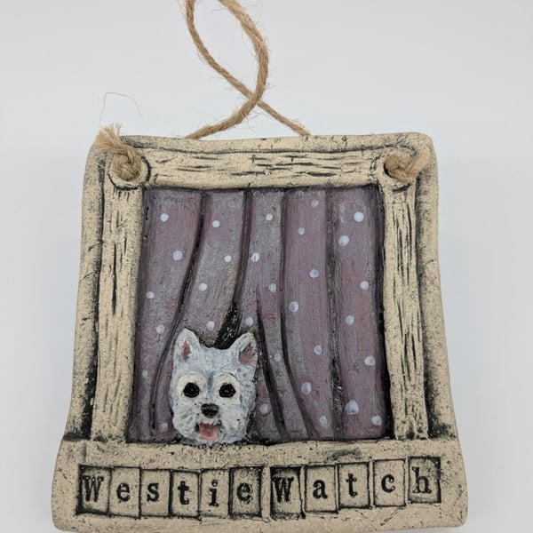 Westie Watch Ceramic Wall Piece 