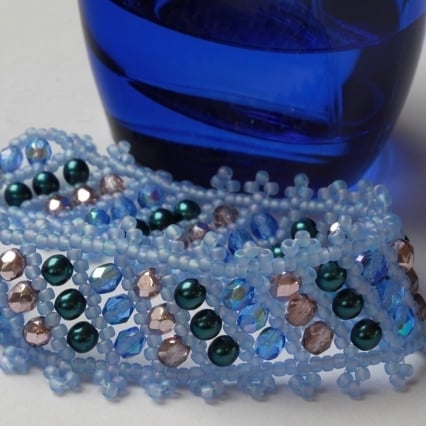 Blue & Pink Flat Russian Spiral Bracelet