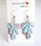 Frosted Winter Leaf Polymer Clay Dangle Earrings - Image 5