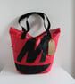 Large Red Sailcloth Beach Bag – Oversized Family Tote with Original Black M - Image 1