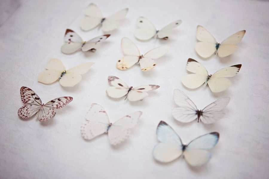 Bridal Silk Butterfly hair clips with Swarovski Crystal - Choose any 3.