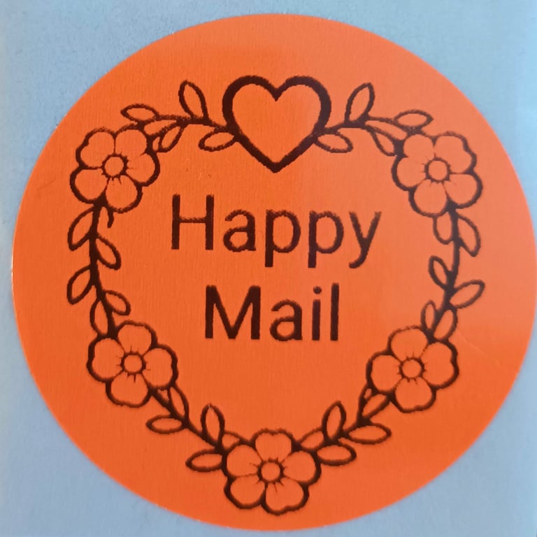 50 'Happy Mail' Heart Thermal Printed Stickers (PO)
