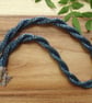 Midnight teal beaded necklace, unusual double spiral sterling silver jewellery - Image 8