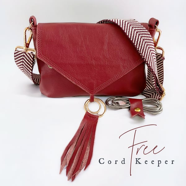 Crossbody Bag - Leather Bag - Red Travel Bag - Boho Summer - Eco Fashion