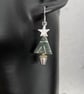 Silver and jade Christmas tree earrings - Image 4