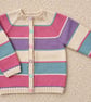 Baby Girl's Hand-knitted Cream Cardigan With Pastel Stripes, 9-12 mnths - Image 2