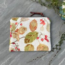 Woodland Berries russet and cream small zip pouch