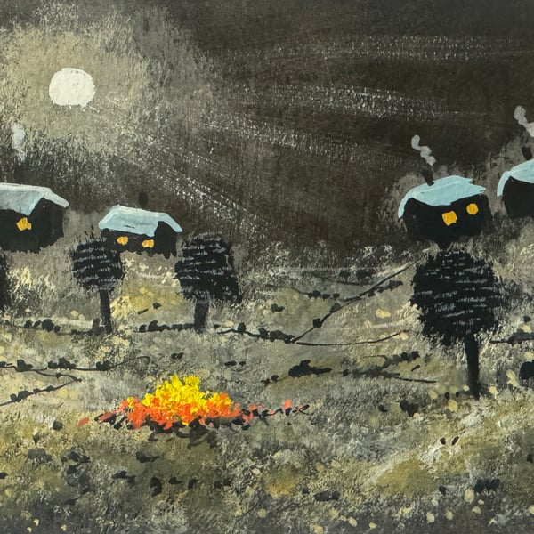 Original Aceo Painting ‘ Fire Bright ‘ by Stephen Allen 