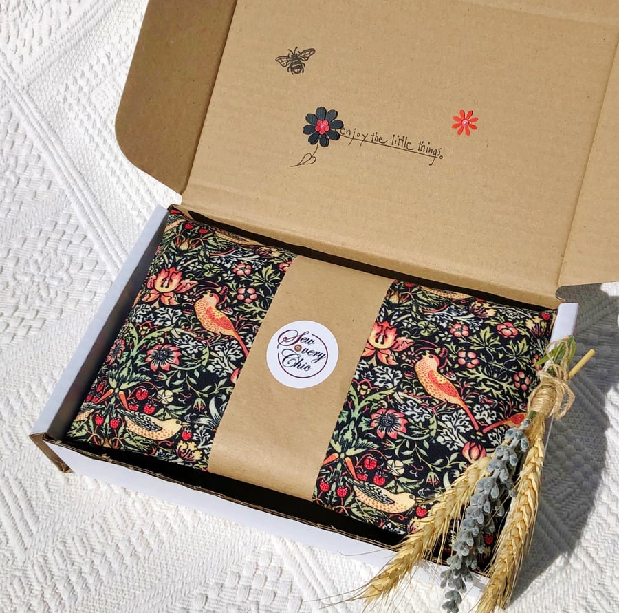 Microwave Wheat Bag I Strawberry thief fabric I 48cm lavender heat bag 