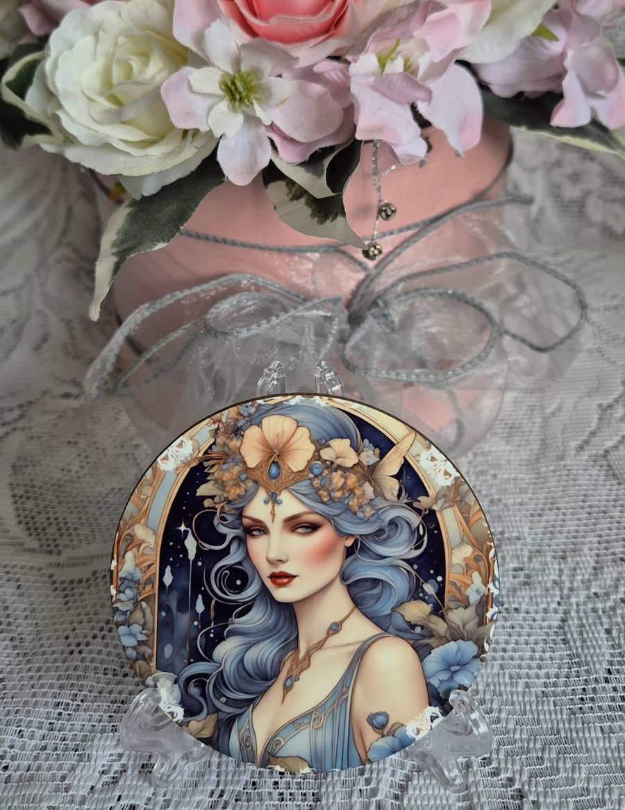 Art Dec Blue Fairie Coaster