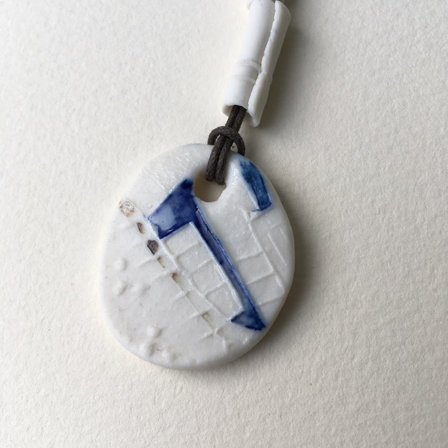 Porcelain Pendant with Printed Coastal Mapping