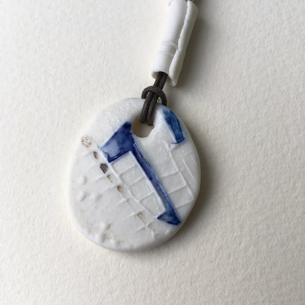 Porcelain Pendant with Printed Coastal Mapping