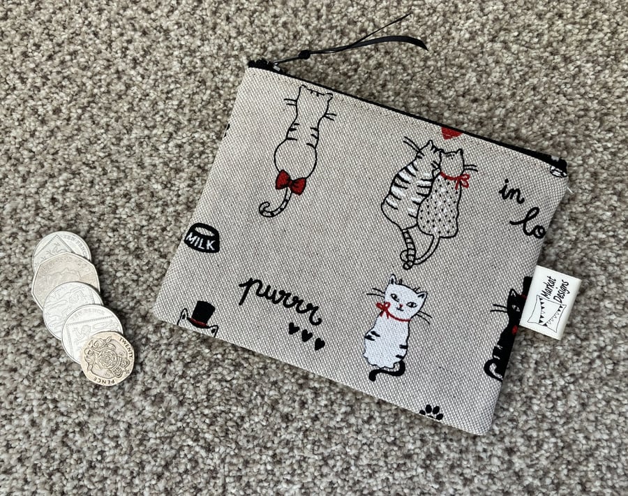 Cats Coin Purse, Handmade in the UK