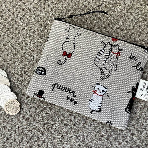 Cats Coin Purse, Handmade in the UK