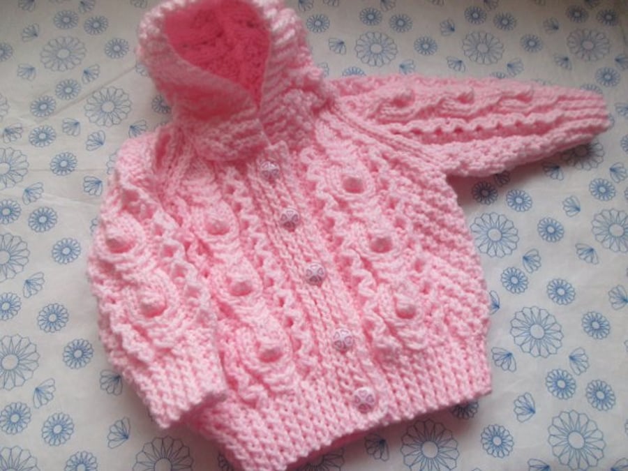Special Order for Kim G 16" Pink Aran Jacket with Hood