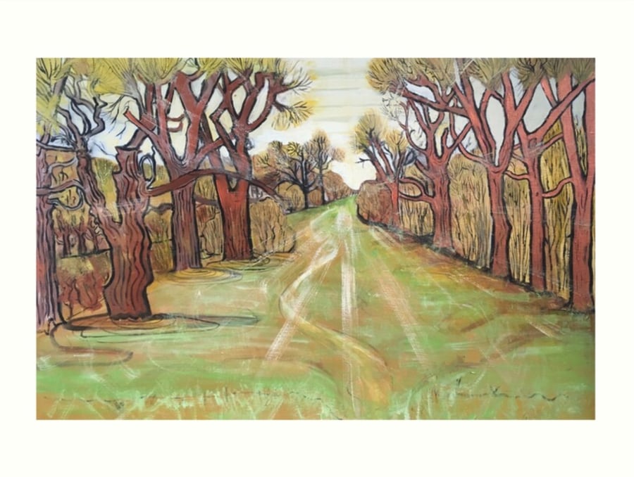 ‘Leafless Trees In The Half Light Of Dusk’ Art Print By Sally Anne Wake Jones