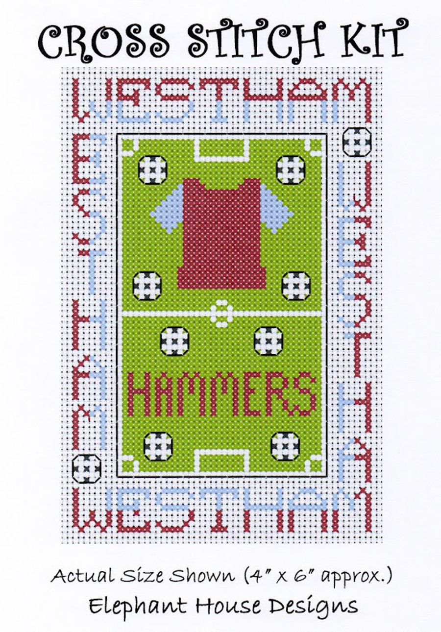 West Ham Cross Stitch Kit Size 4" x 6"  Full Kit