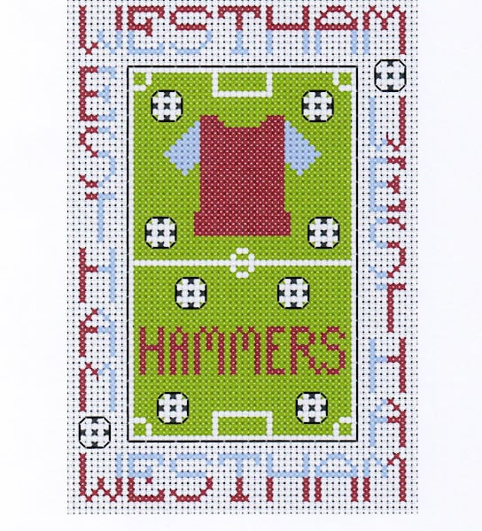 West Ham Cross Stitch Kit Size 4" x 6"  Full Kit