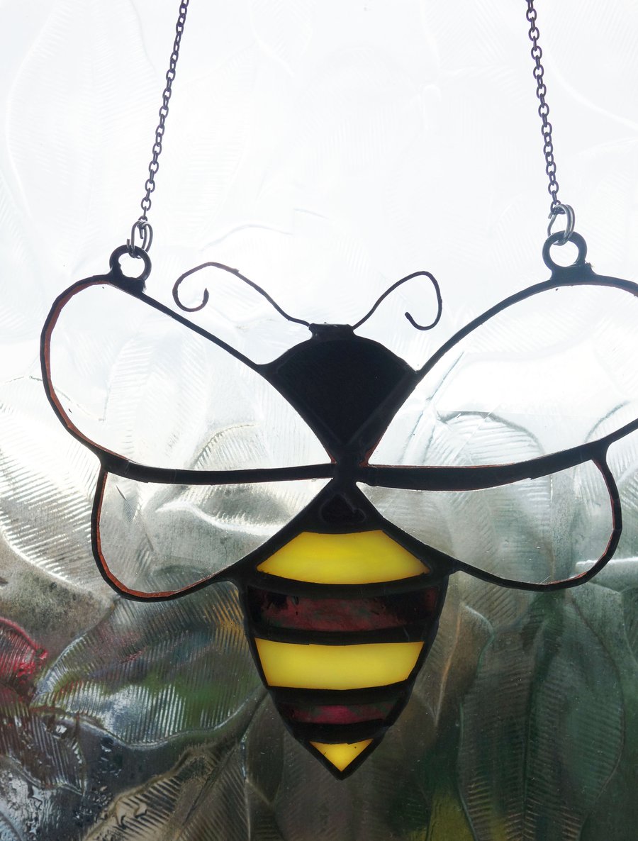 Manchester Honey  Bee - Stained Glass Suncatcher Window Ornament