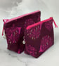 Hedgehog makeup bag, Pink zip bag, 2 size options, Handmade - Image 2