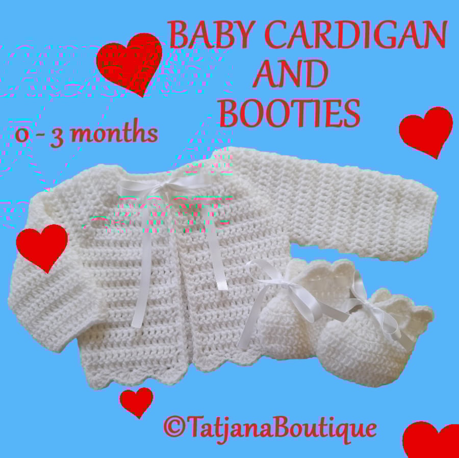 Crochet Pattern Baby Cardigan and Booties, PDF 104