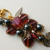 Claret Red and Dark Blue Lustre Bead Handbag Charm   KCJ925