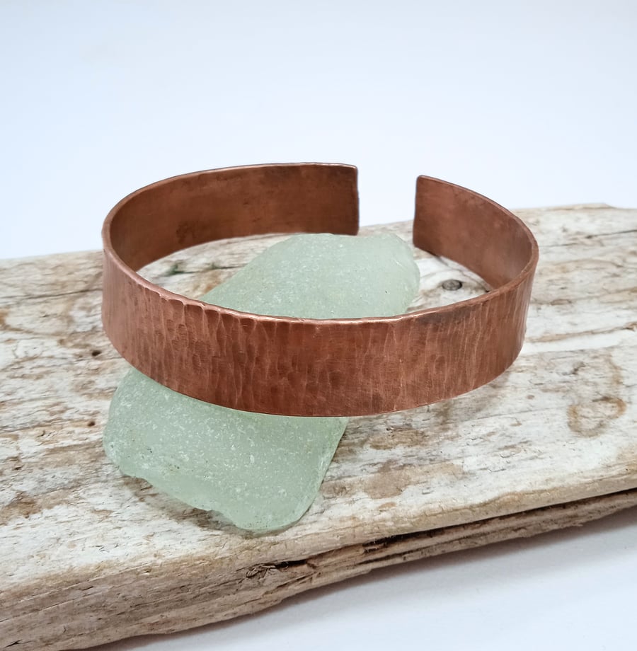 Hammer Textured Open Copper Cuff Bangle (BRCUOPOV9) - UK Free Post