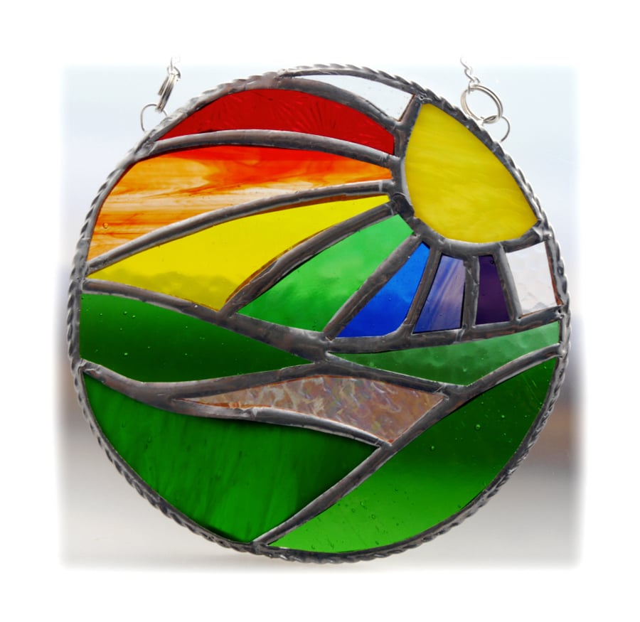 New Day Stained Glass Suncatcher Handmade Rainbow Ring 009