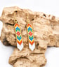 Colourful Hand Beaded Earrings - Rainbow Geometric Bead Earrings 