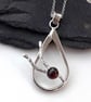 Garnet Raindrop Necklace Sterling Silver Handmade Hallmarked  - Image 1