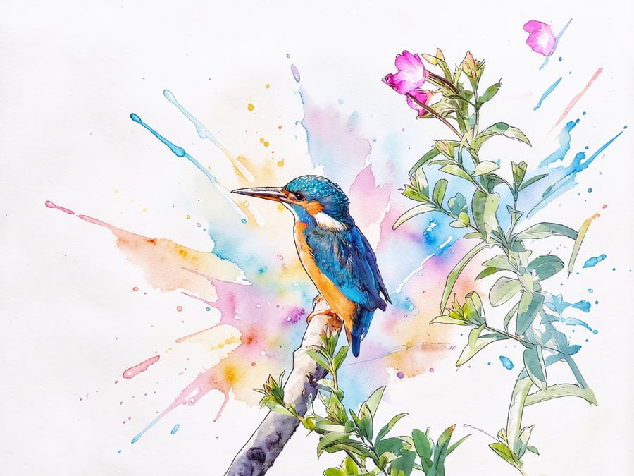 Kingfisher Flowers Norfolk Greeting Card A5