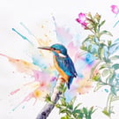 Kingfisher Flowers Norfolk Greeting Card A5