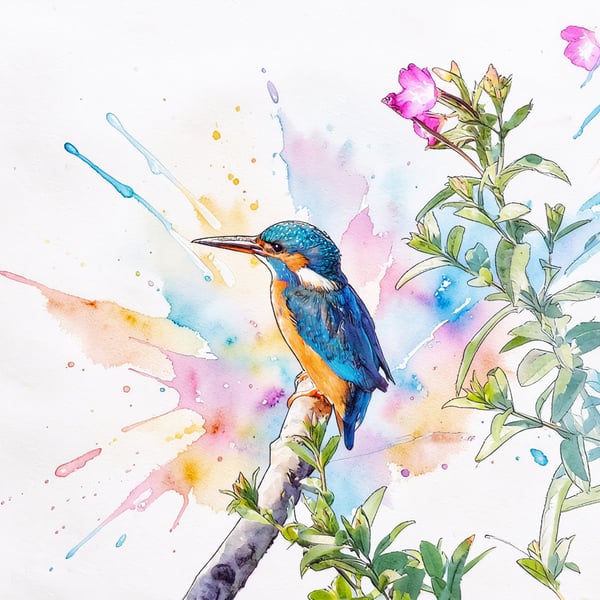 Kingfisher Flowers Norfolk Greeting Card A5