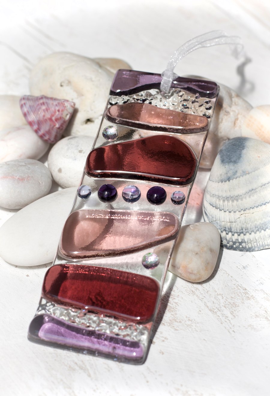 Pink, Plum and Purple - Fused Glass Light Catcher