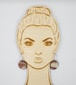 Pink, White, Grey and Yellow hand printed earrings - Image 9