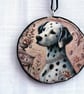 Dalmatian decoupaged log slice wall decoration - Image 1