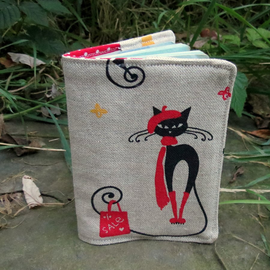 Crazy cats.  A whimsical passport sleeve with a cats design.  Passport cover.