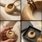 Unique spalted Beech circular pendant necklace 