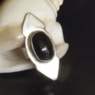 Statement Gemstone Ring - Black Onyx on Sterling Silver - Size L