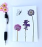 Handmade Real Pressed Flower and hand drawn Butterfly Greeting Card