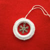 Crochet Christmas Tree Decoration in White with a Snowflake 