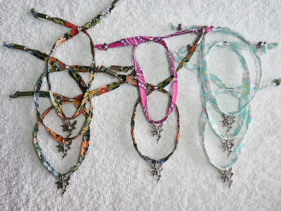 Fabric Fairy Charm  Bracelet. Adjustable Bracelet. 