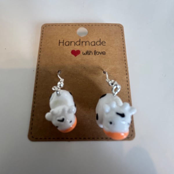 Sterling Silver Earrings - Cows - Brand New & Sealed!!