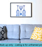 Blue wine glass reflections wall art print 
