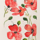 Dancing Poppies – Watercolour Poppy Print – Mounted Floral Wall Art