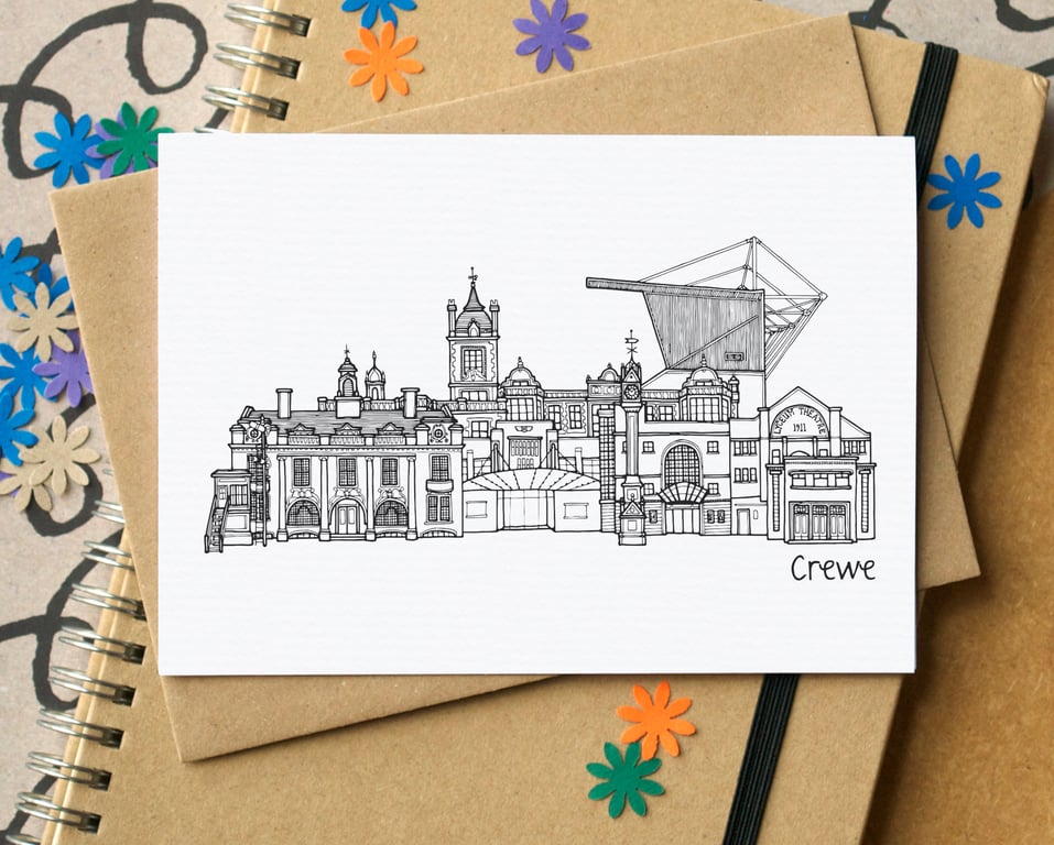 Crewe Skyline Greetings Card