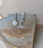 Full Moon and Crescent Moon Hook Earrings, Mismatched, Asymmetric - Image 7