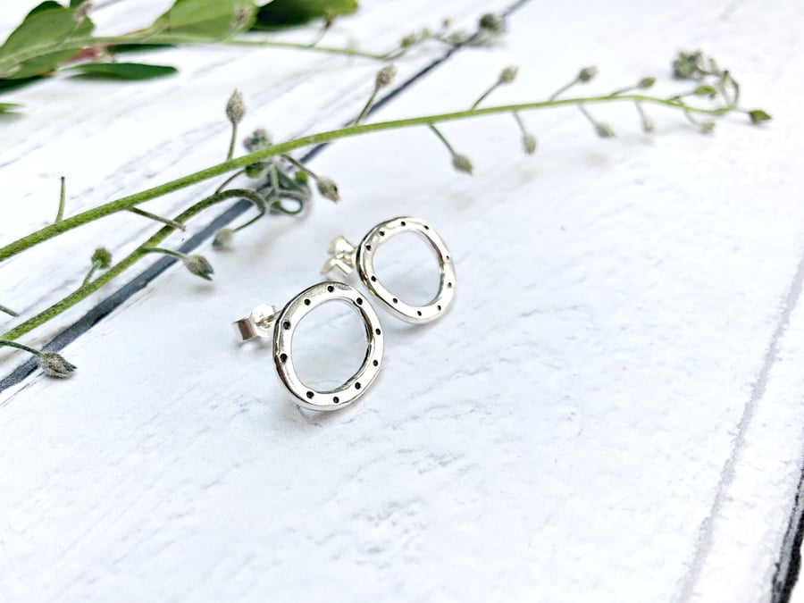 Stepping Stones - dotty - ear studs - handmade silver earrings - cute earrings