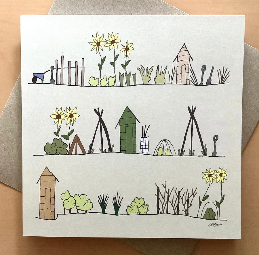 Greetings card - birthday card - the allotments